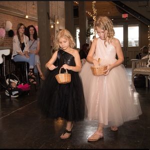 Black flower girl pageant dress